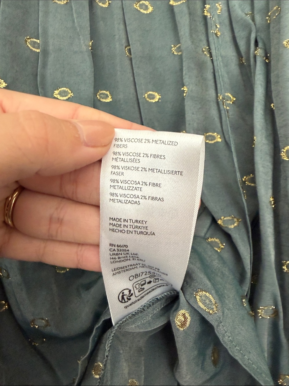 Anthropologie Women’s M Ruffled V-Neck Blouse with Metallic Dot Motifs - Picture 7 of 7